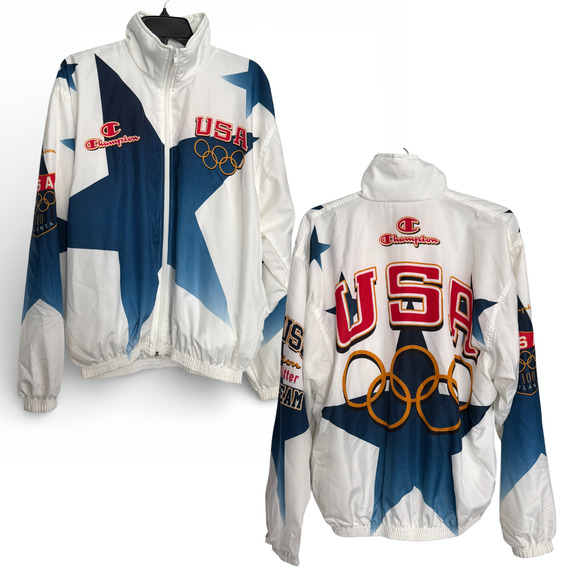 Vintage USA Olympic Team Jacket Mens Large White 1996 Atlanta Ceremony 90s